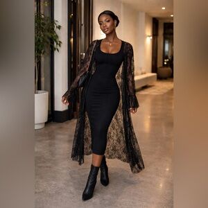 Elegant Black Lace Women Dress